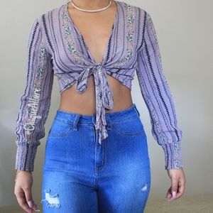 Cropped Tie long sleeve top